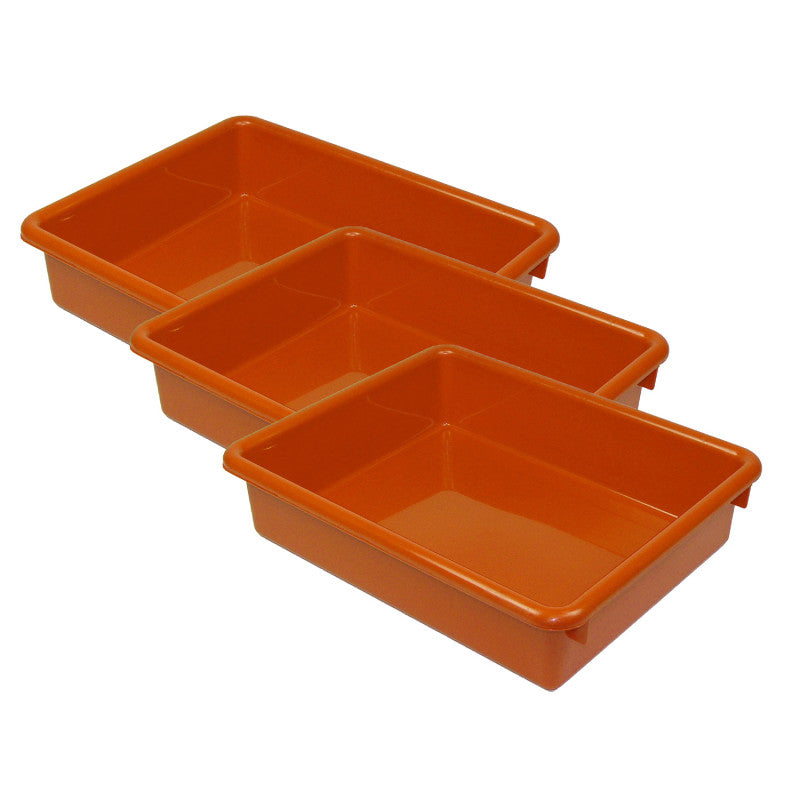 ROMANOFF - Stowaway® 3" Letter Tray no Lid, Orange, Pack of 3