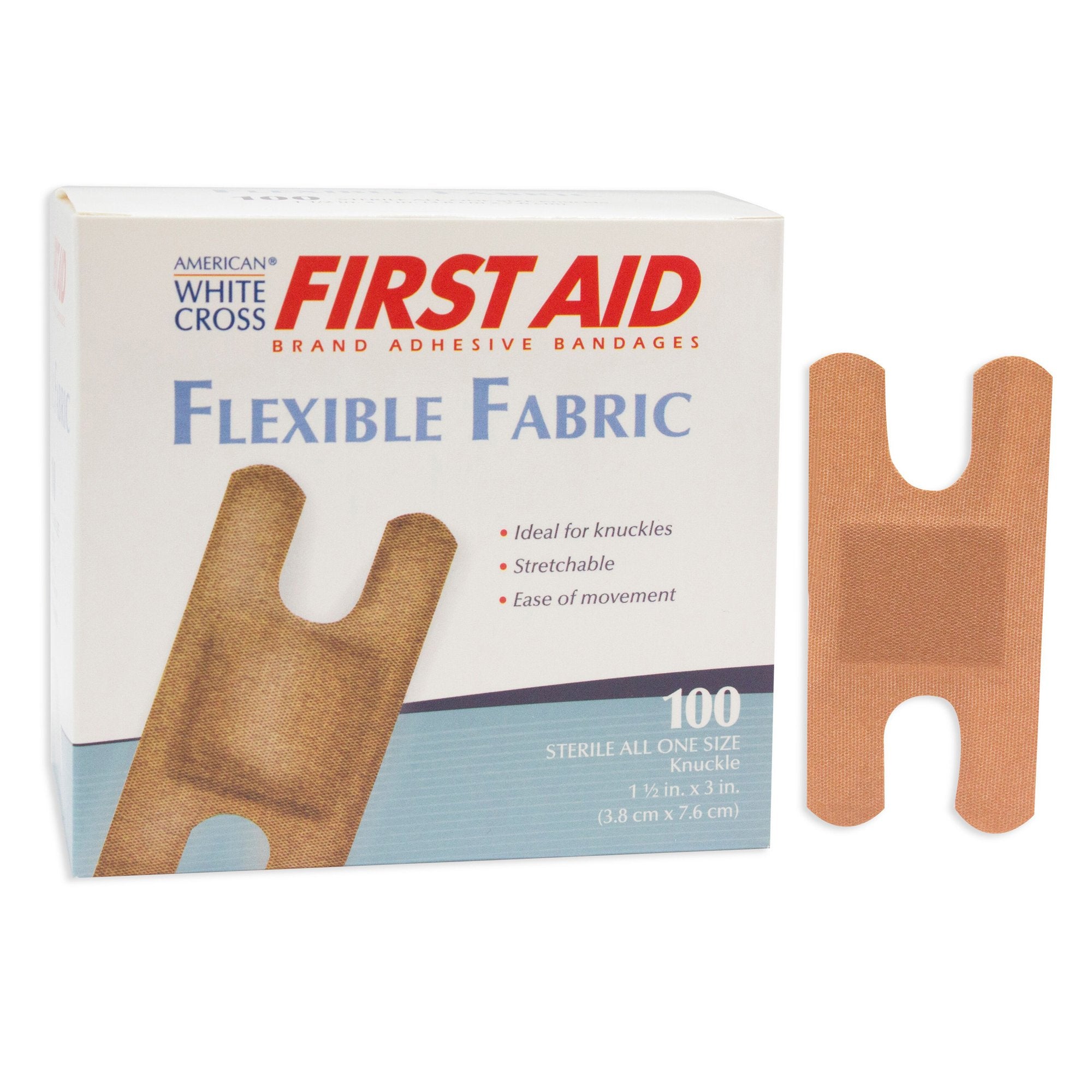 Dukal - Adhesive Strip American® White Cross 1-1/2 X 3 Inch Fabric Knuckle Tan Sterile [1200/CS]