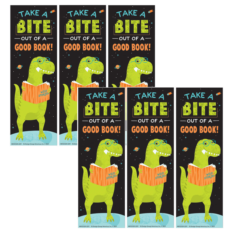 EUREKA - Dinosaur Take A Bite Out Of A Good Book Bookmarks, 36 Per Pack, 6 Packs