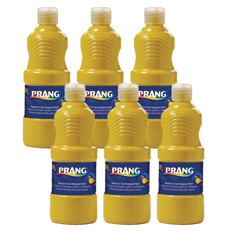 PRANG - Ready-to-Use Tempera Paint, Yellow, 16 oz, Pack of 6