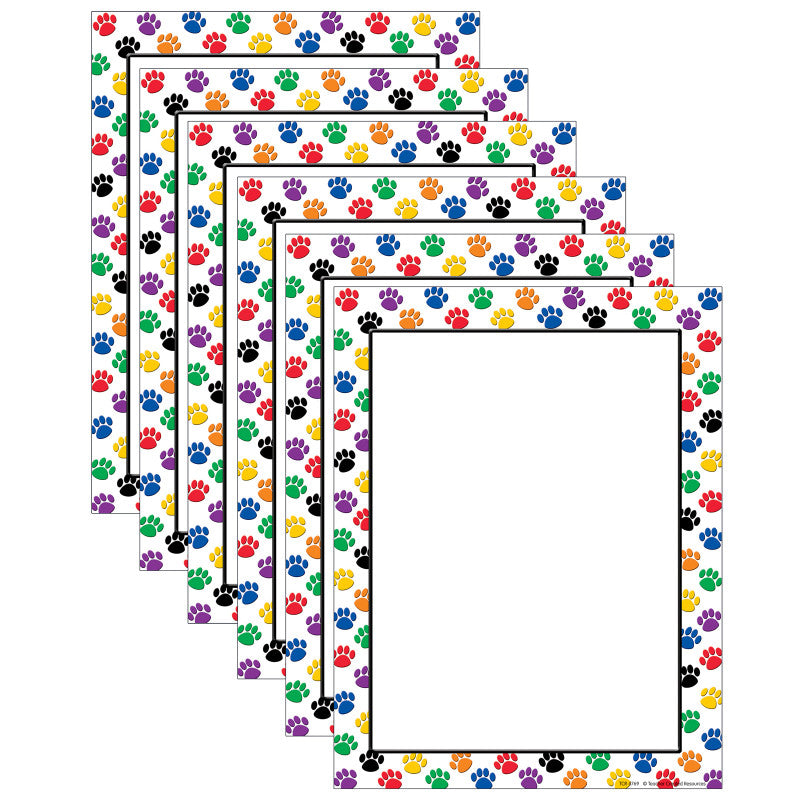 TEACHER CREATED RESOURCES - Colorful Paw Prints Computer Paper, 50 Per Pack, 6 Packs
