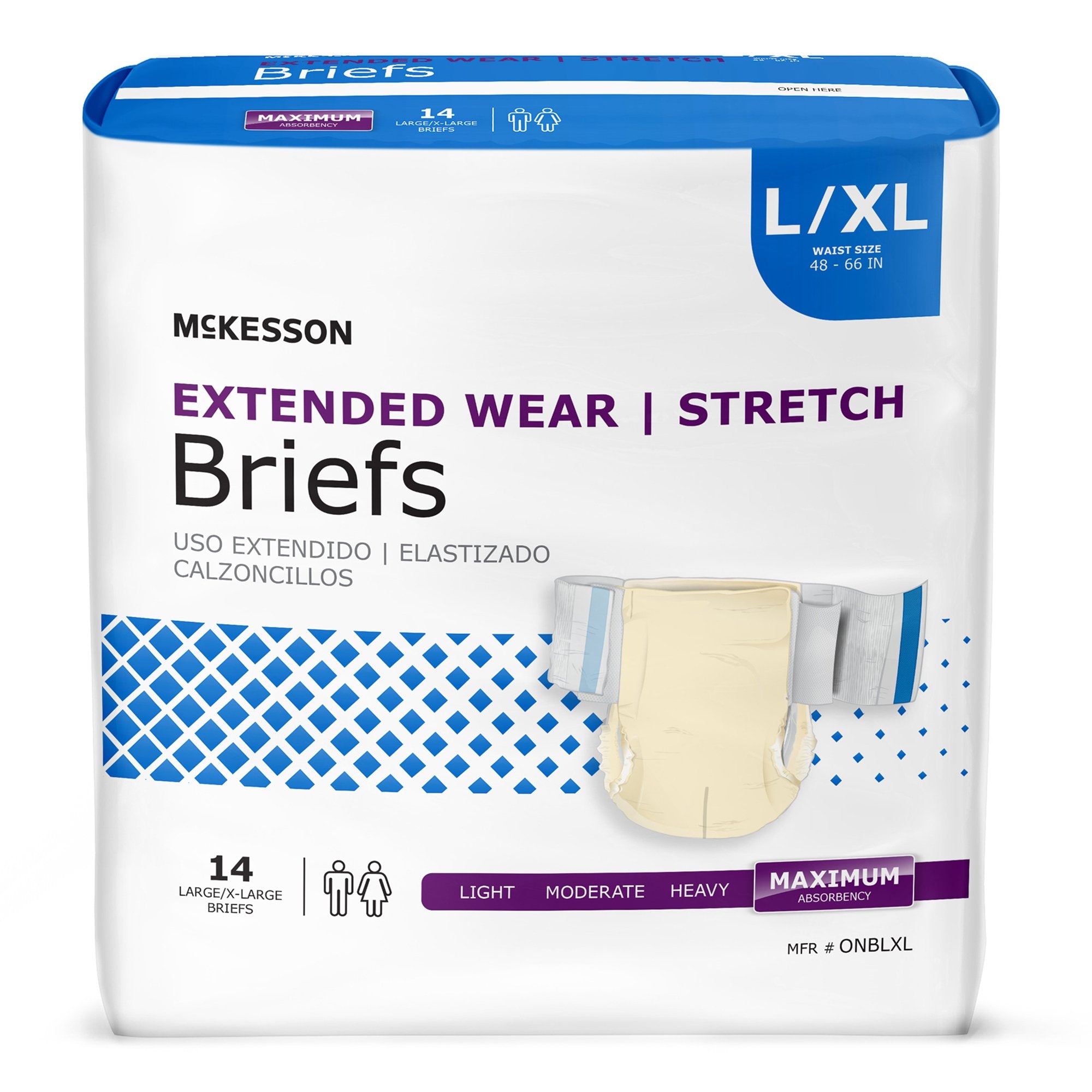 McKesson Brand - Unisex Adult Incontinence Brief McKesson Extended Wear Large / X-Large Disposable Heavy Absorbency [14/BG]