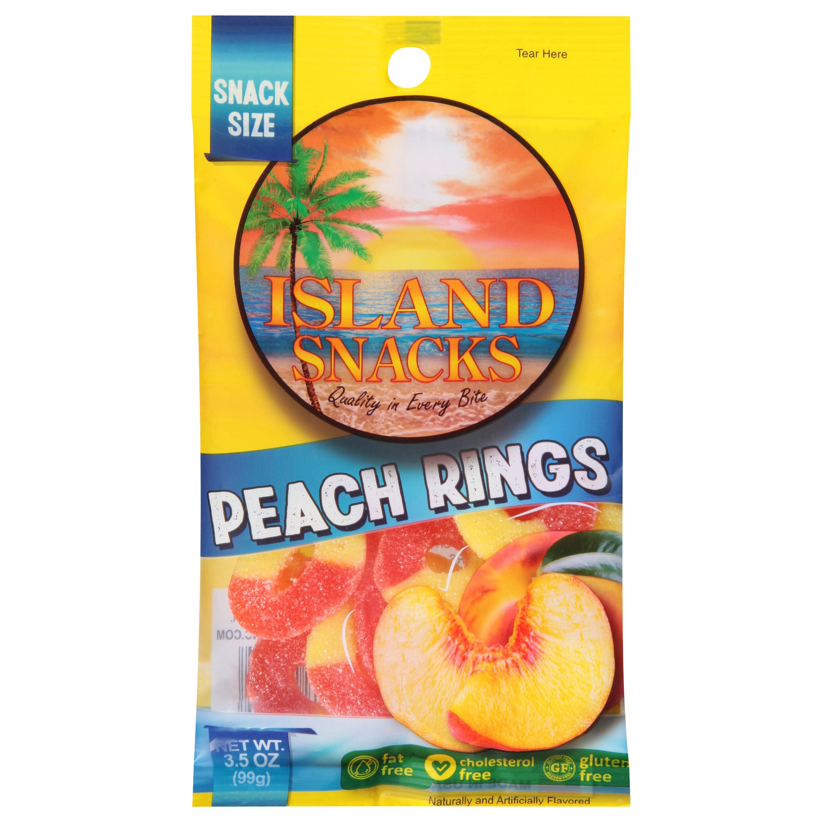 Island Snacks Peach Rings Snack Size 3.5 oz - Case of 12