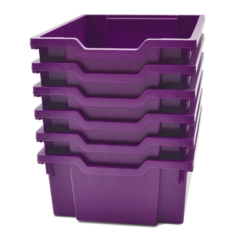 GRATNELLS - Deep F2 Tray, Plum Purple, 12.3" x 16.8" x 5.9", Heavy Duty School, Industrial & Utility Bins, Pack of 6