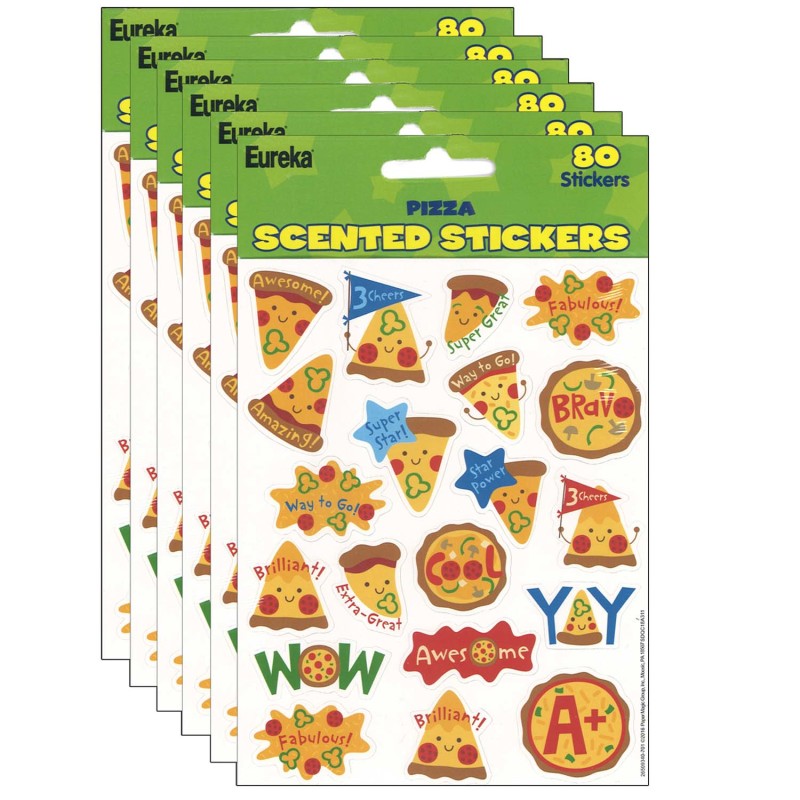 EUREKA - Pizza Scented Stickers, 80 Per Pack, 6 Packs