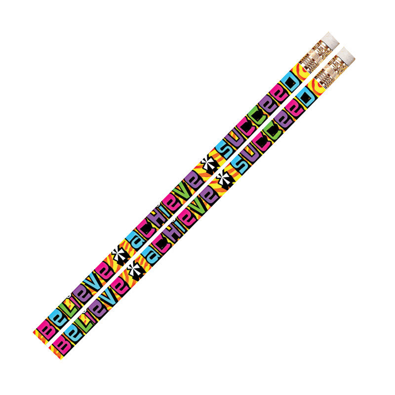MUSGRAVE PENCIL COMPANY - Believe Achieve Succeed Motivational Pencils, 12 Per Pack, 12 Packs