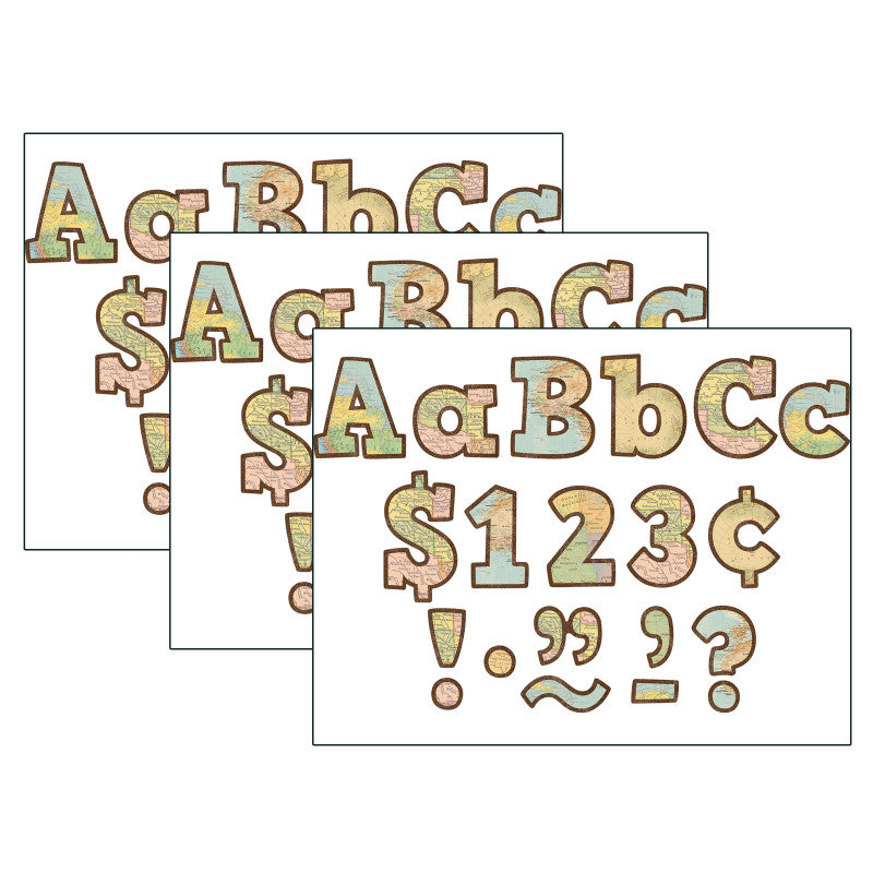 TEACHER CREATED RESOURCES - Travel the Map Bold Block 4" Letters Combo Pack, 230 Per Pack, 3 Packs