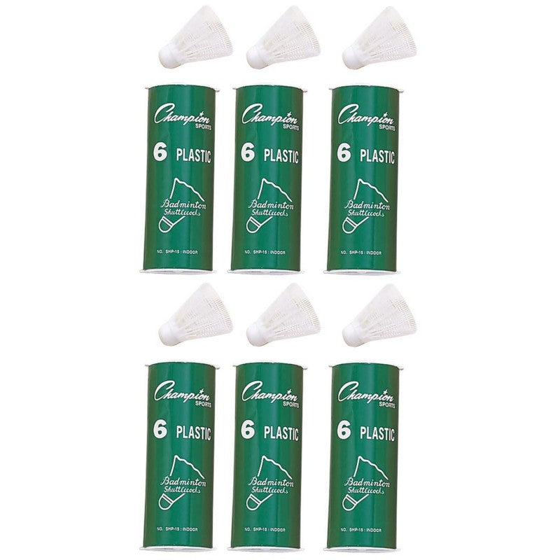 CHAMPION SPORTS - Plastic Indoor Shuttlecocks, 6 Per Pack, 6 Packs