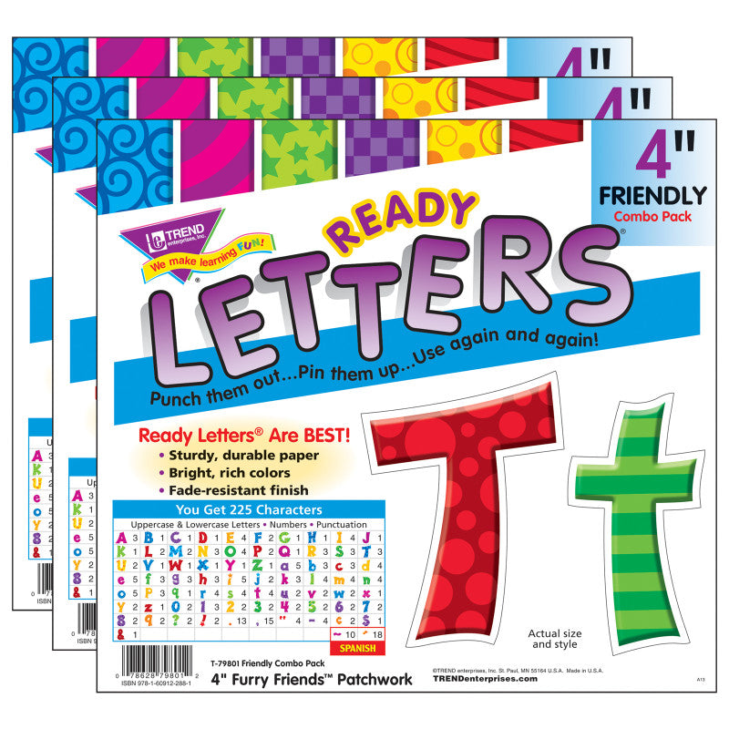 TREND - Patchwork FF 4" Friendly Combo Ready Letters®, 3 Packs