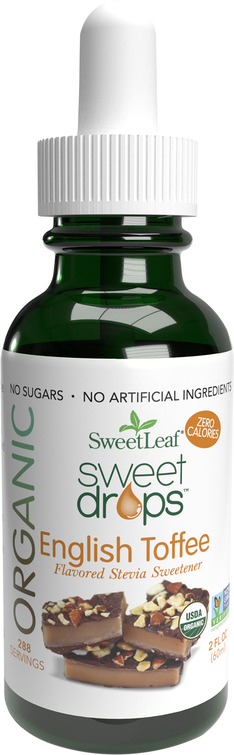 SweetLeaf Sweet Drops Organic English Toffee Flavored Stevia Sweetener 2 fl oz - Case of 3