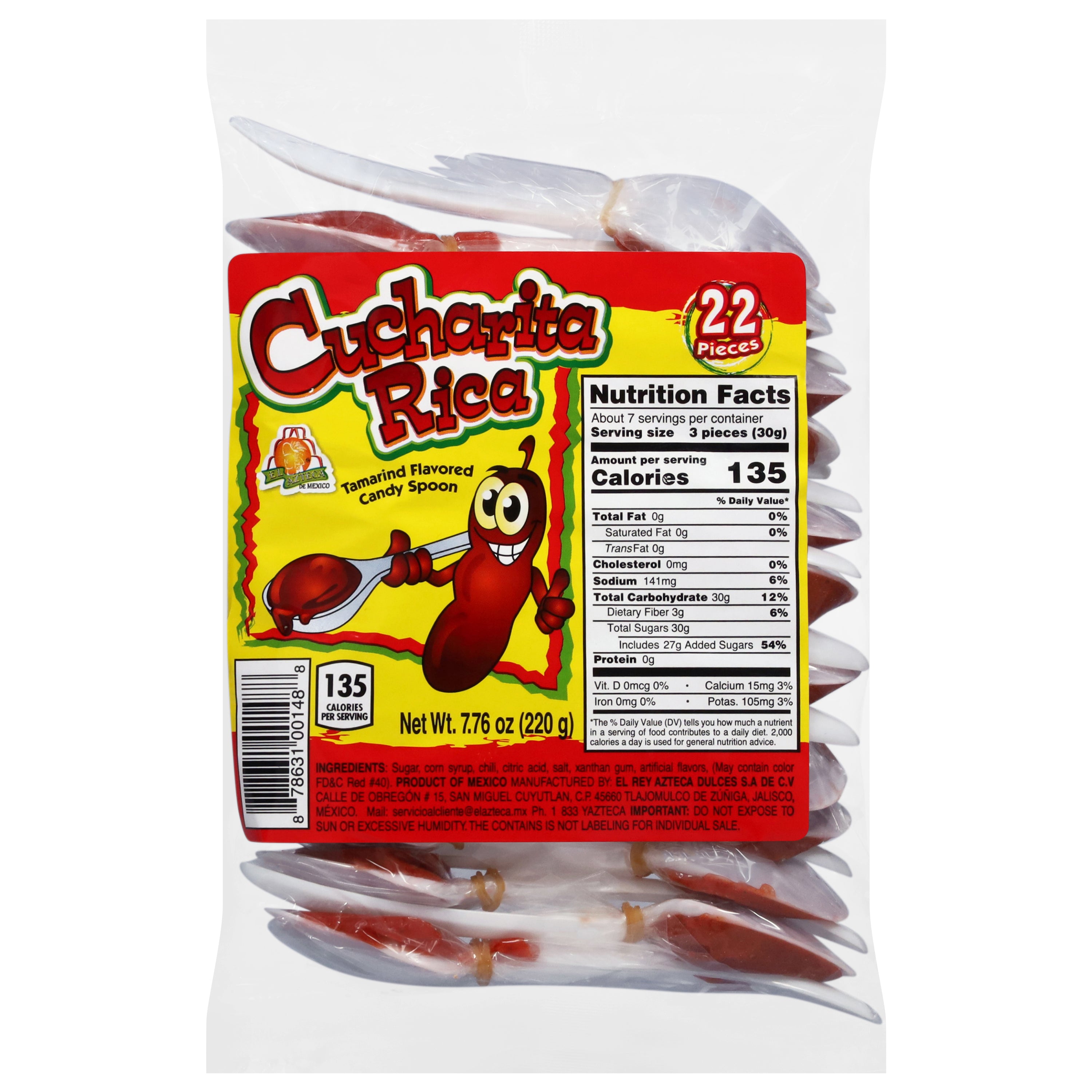 Cucharita Rica Tamarind Flavored Candy Spoon 22 Each - Case of 24