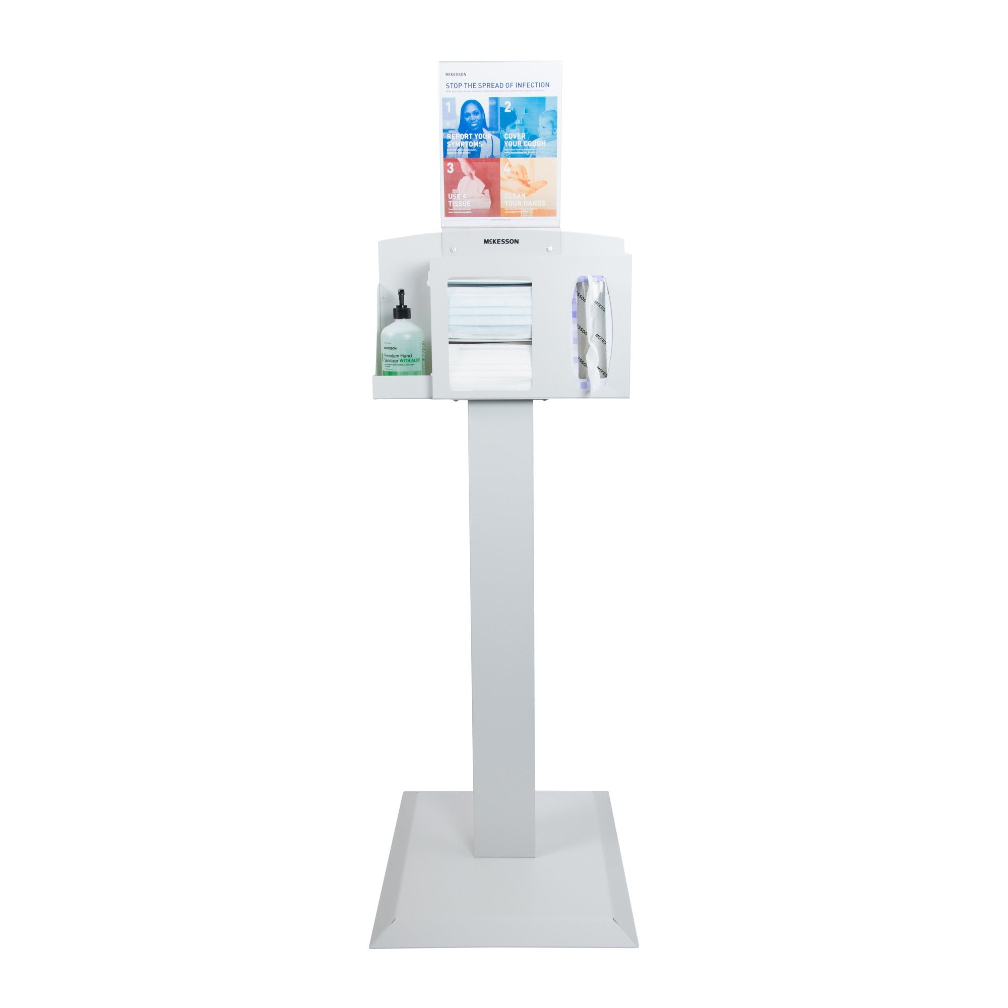 McKesson Brand - Hygiene Dispensing Station McKesson Floor Stand Quartz Beige 18 W X 59.10 H X 18 D Inch Aluminum / Cold Rolled Steel / PETG Plastic [1/EA]