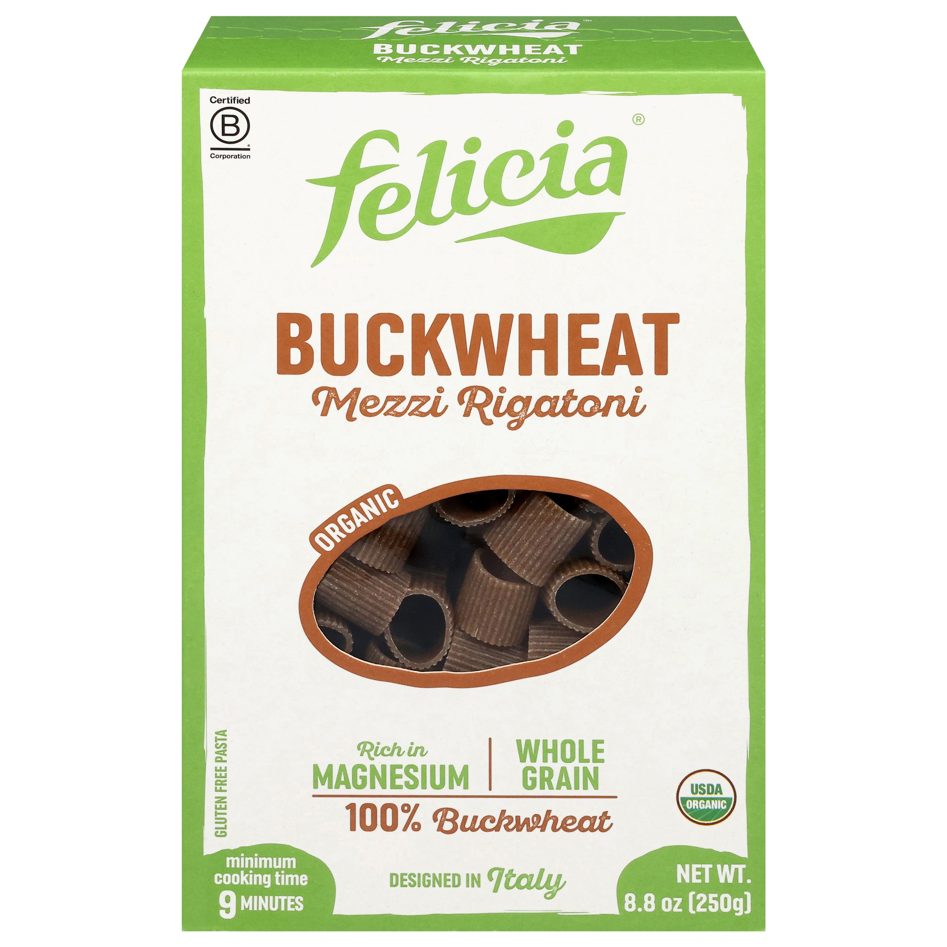 Felicia Buckwheat Mezzi Rigatoni 8.8 oz - Case of 6