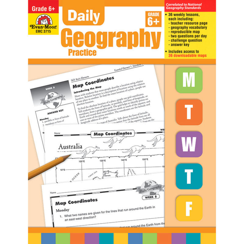 EVAN-MOOR - Daily Geography Practice Book, Teacher's Edition, Grade 6