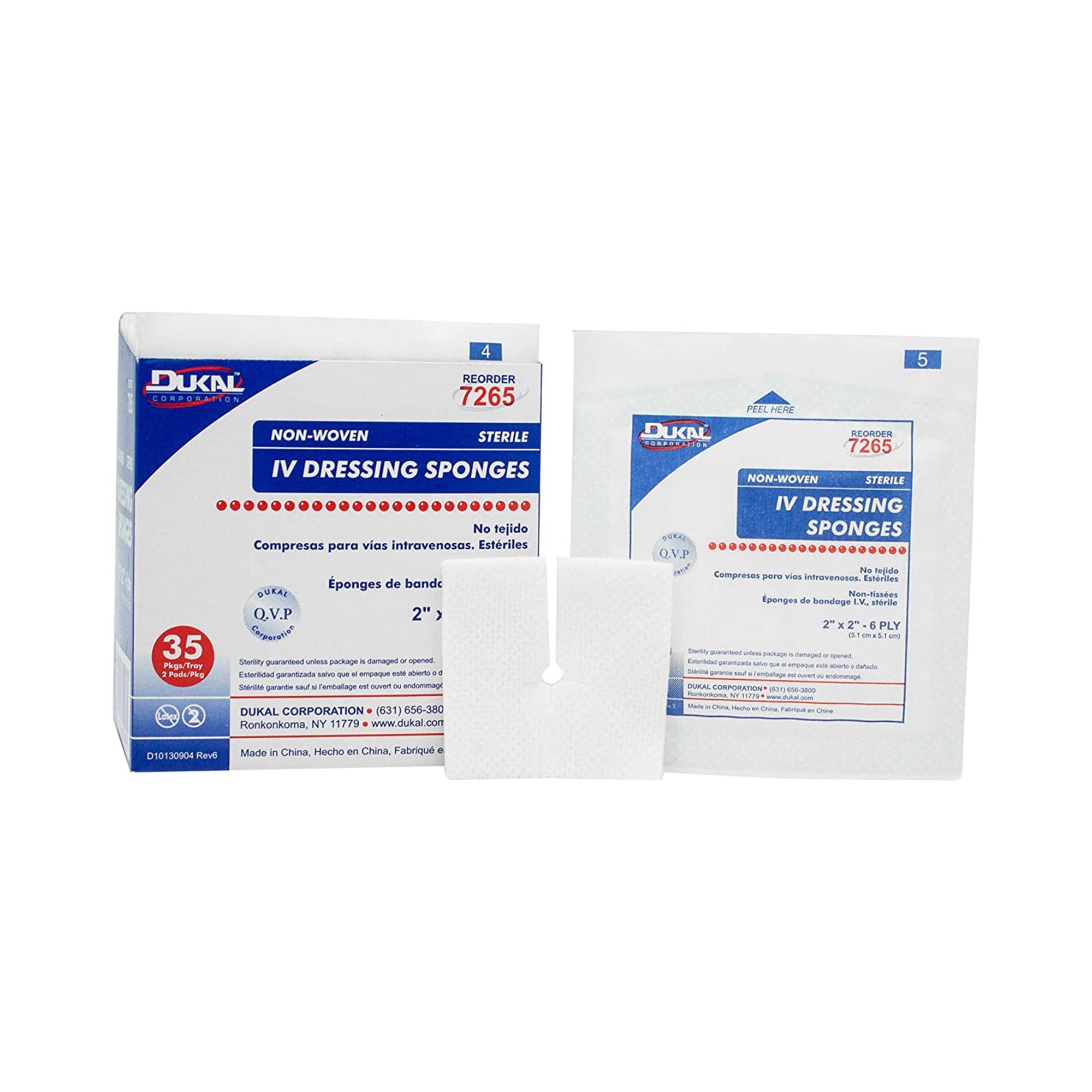 Dukal - I.V. Sponge Dukal™ 2 X 2 Inch 6-Ply Sterile 2 per Pack [35/BX]