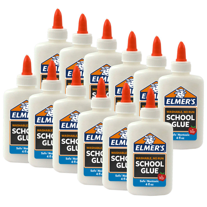 ELMER'S - Washable School Glue, 4 oz. Bottle, Pack of 12