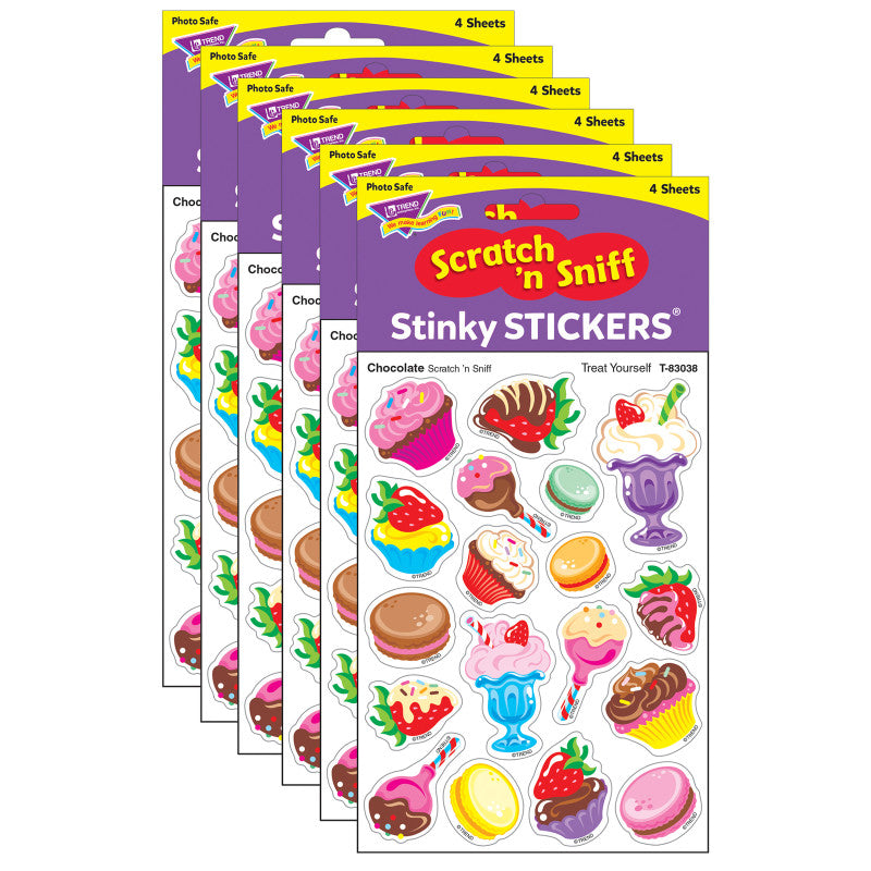 TREND - Treat Yourself/Chocolate Mixed Shapes Stinky Stickers®, 72 Per Pack, 6 Packs