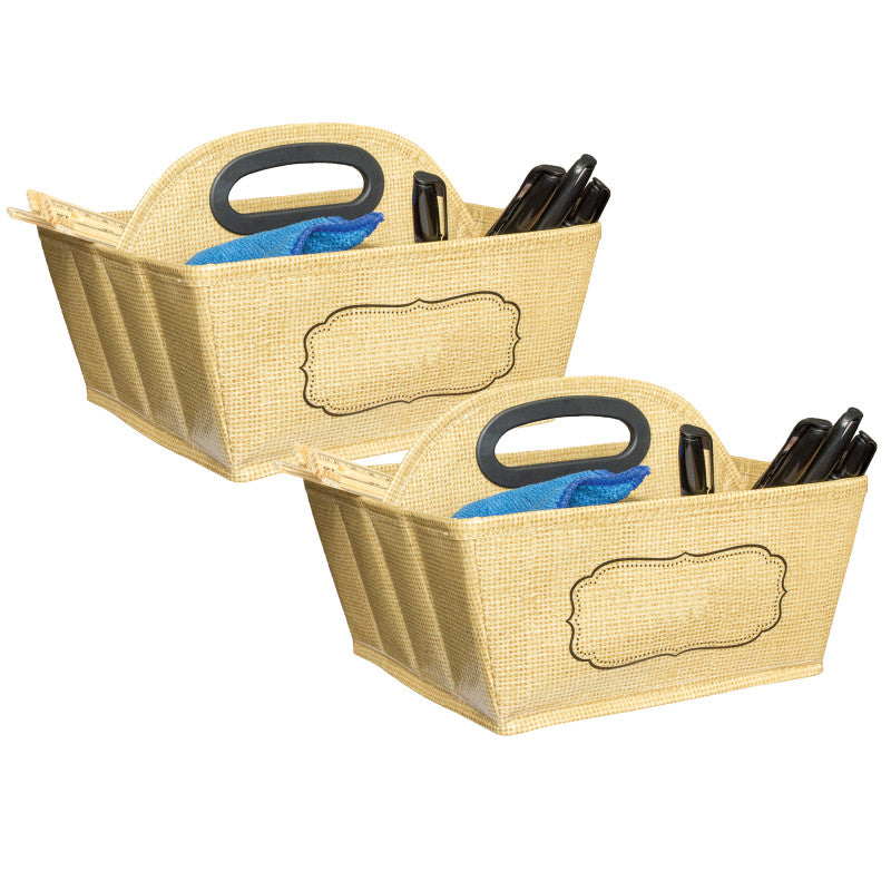 TEACHER CREATED RESOURCES - Burlap Design Storage Caddy, Pack of 2