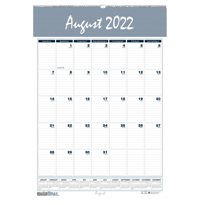 HOUSE OF DOOLITTLE - Bar Harbor Academic Wall Calendar, 31.25"L x 22"W