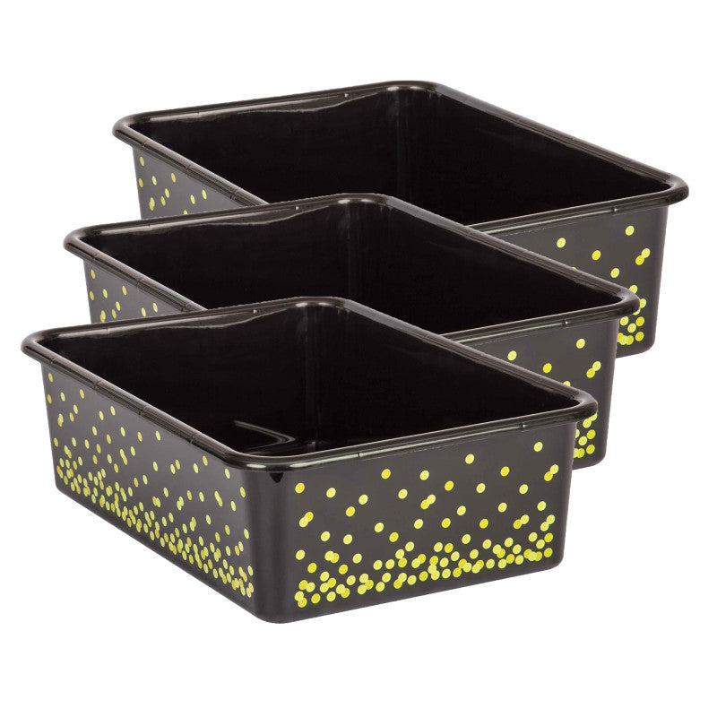 TEACHER CREATED RESOURCES - Black Confetti Large Plastic Storage Bin, Pack of 3