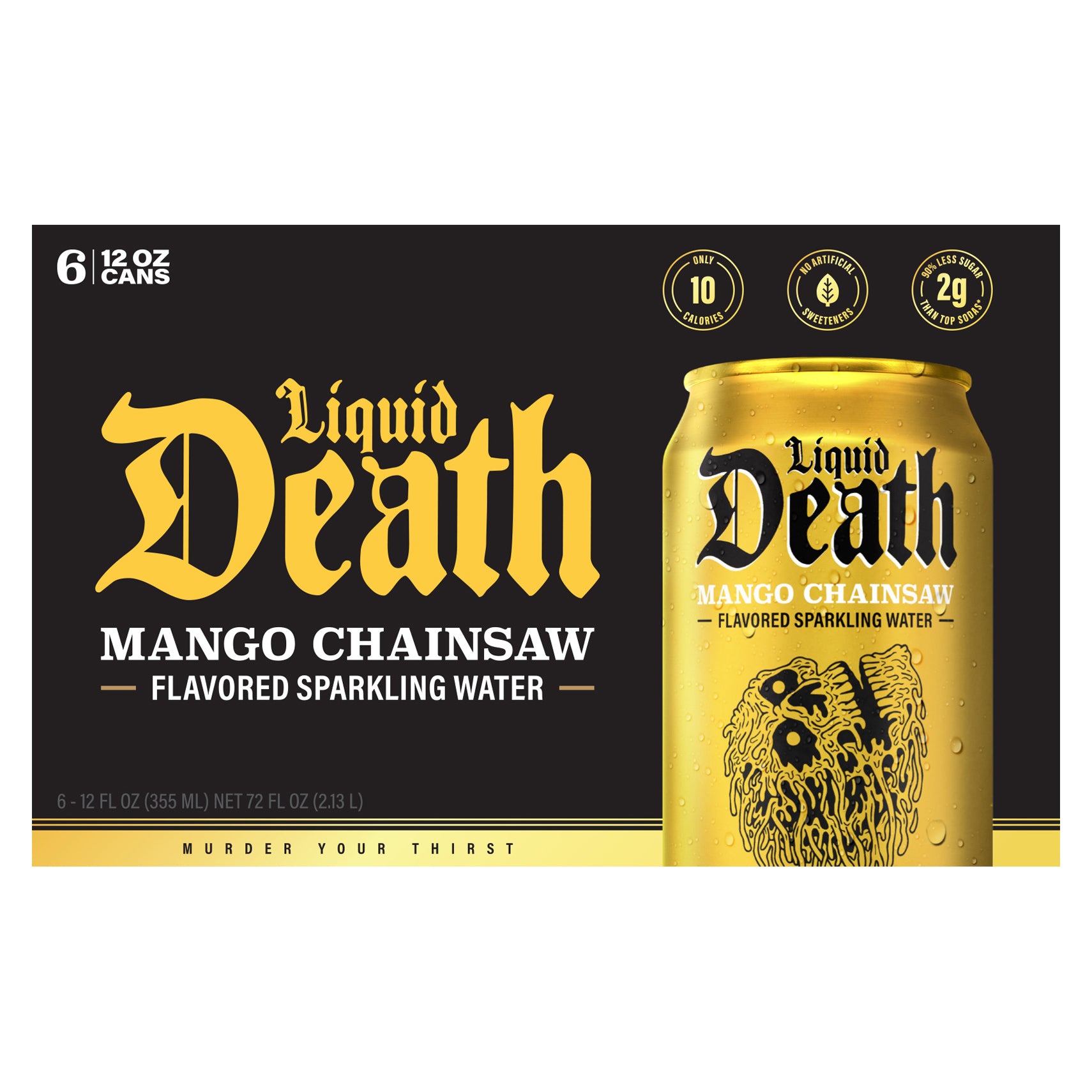 Liquid Death, Mango Chainsaw, Mango-Flavored Sparkling Water - Case of 4