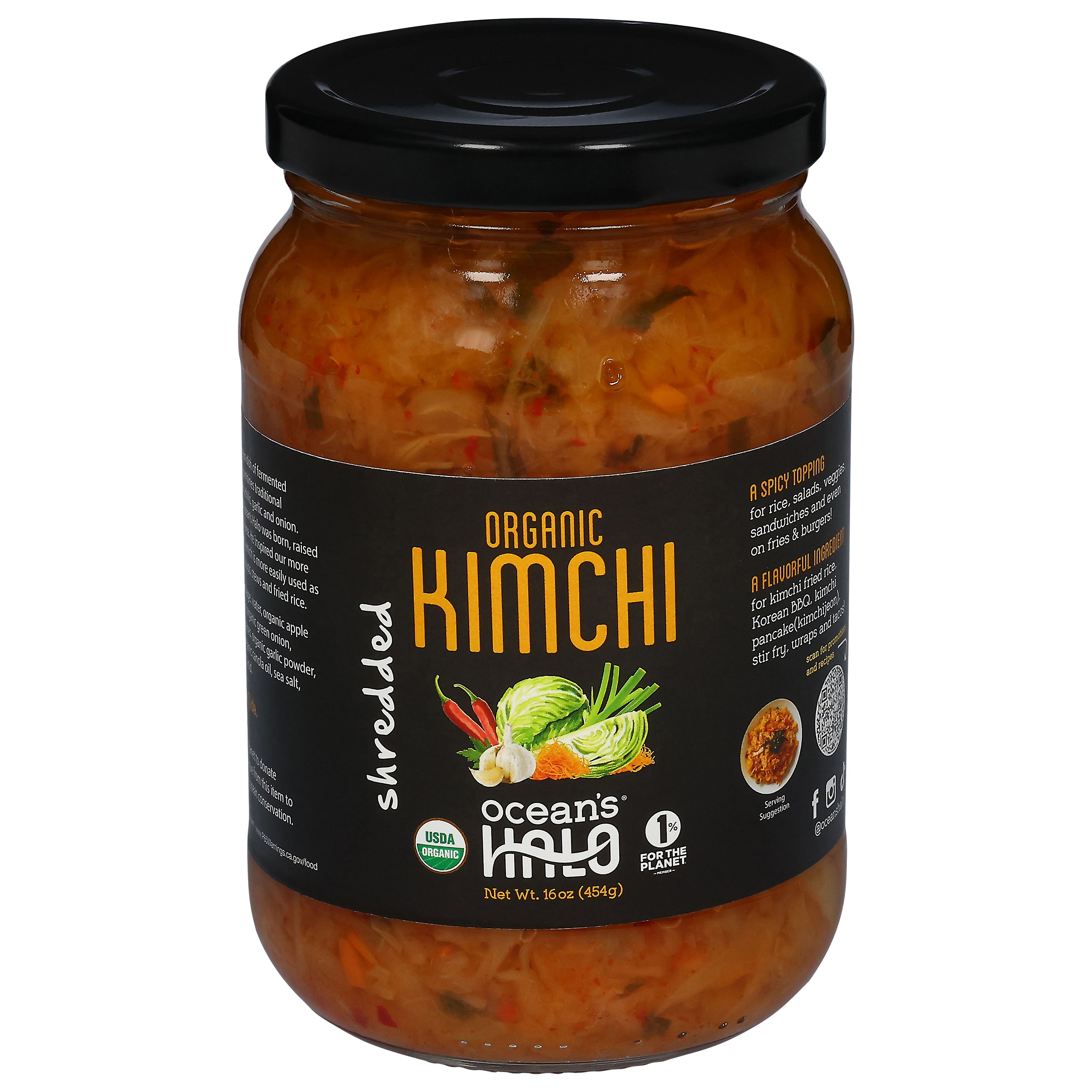 Ocean's Halo Organic Shredded Kimchi 16 oz - Case of 6