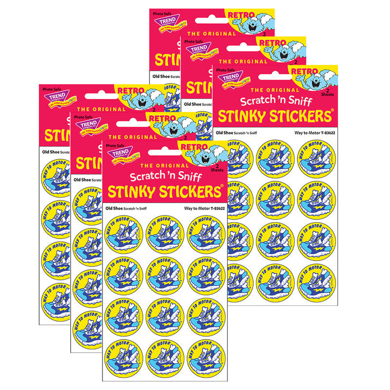 TREND - Way to Motor/Old Shoe Scented Stickers, 24 Per Pack, 6 Packs
