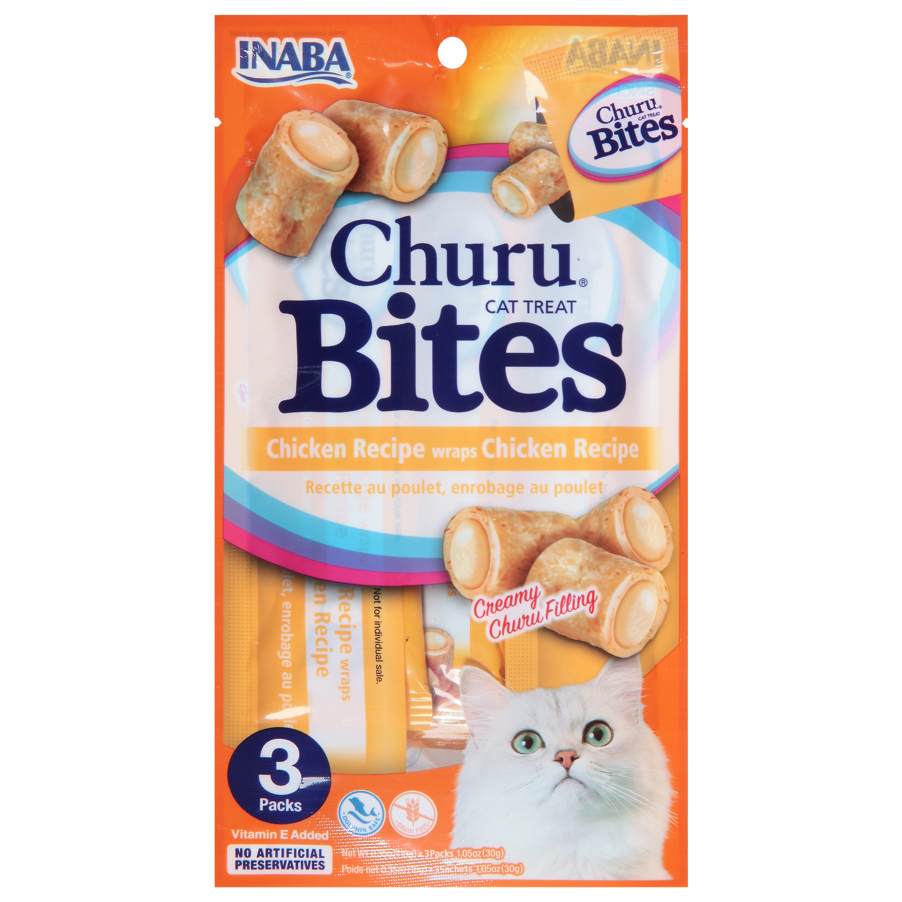 Inaba Churu Bites Chicken Recipe Wraps Cat Treat 3 Pack - Case of 8