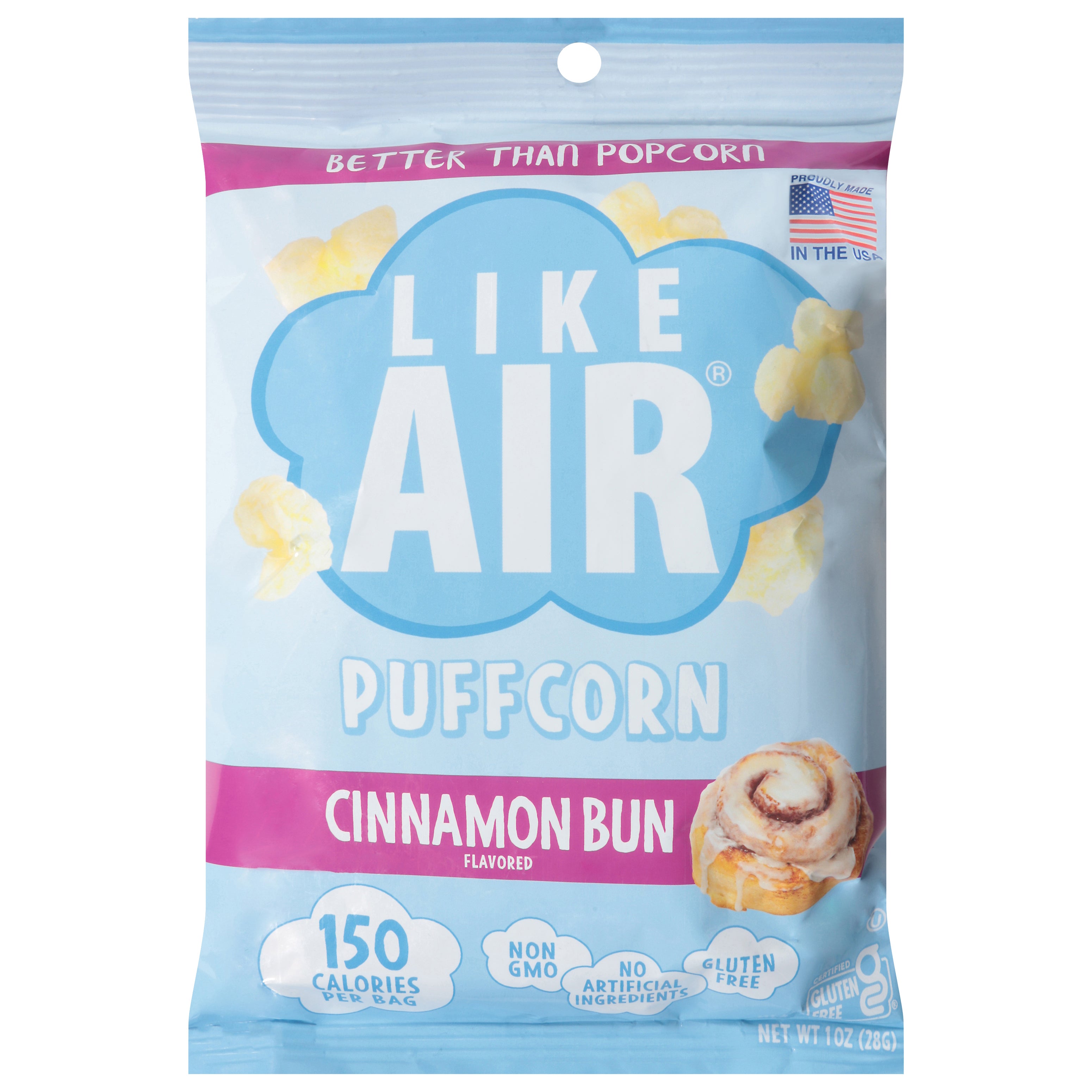 Like Air Cinnamon Bun Flavored Puffcorn 1 oz - Case of 8