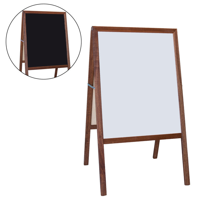 FLIPSIDE PRODUCTS - Stained Marquee Easel with White Dry Erase/Black Chalkboard, 42" H x 24" W