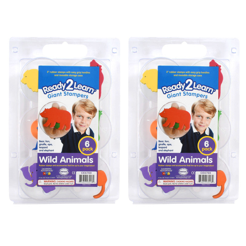 READY 2 LEARN - Giant Stampers - Wild Animals - 6 Per Set - 2 Sets