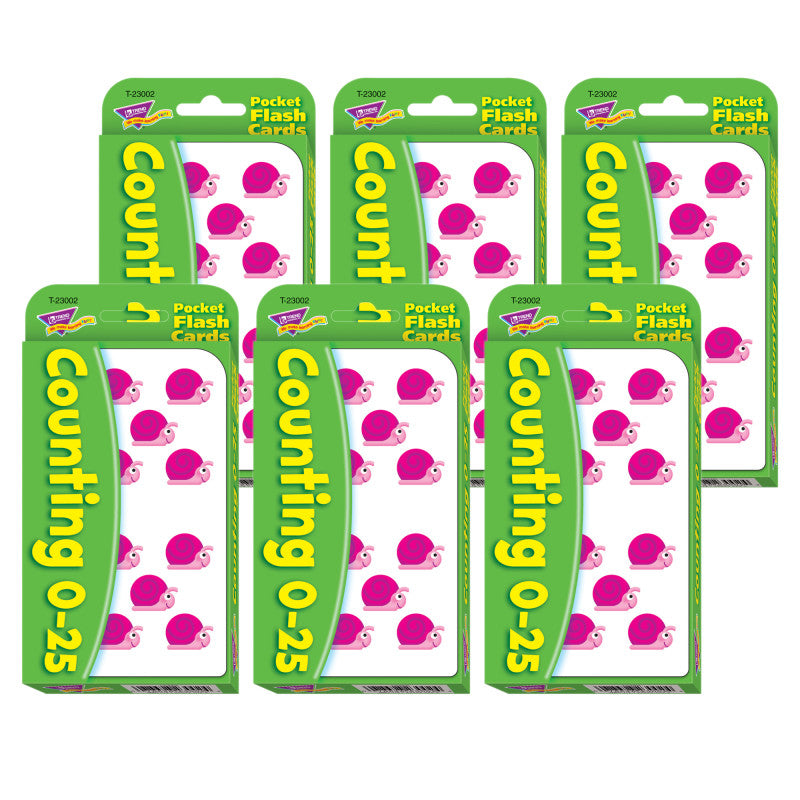 TREND - Counting 0-25 Pocket Flash Cards, 6 Packs