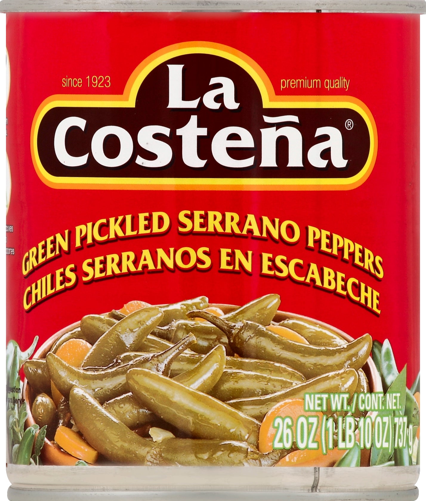 La Costena Serrano Peppers 26 oz - Case of 12