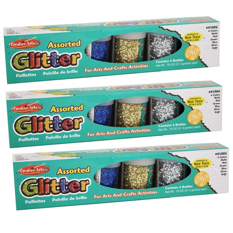 CHARLES LEONARD - Creative Arts™ Glitter Set, 6 Per Pack, 3 Packs