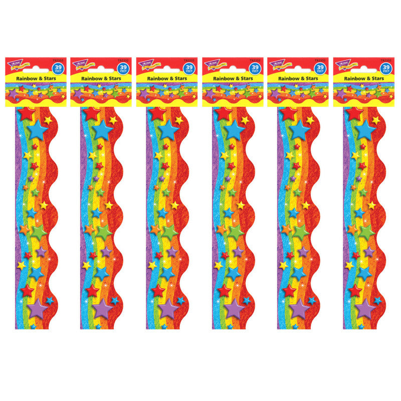 TREND - Rainbow & Stars Terrific Trimmers®, 39 Feet Per Pack, 6 Packs
