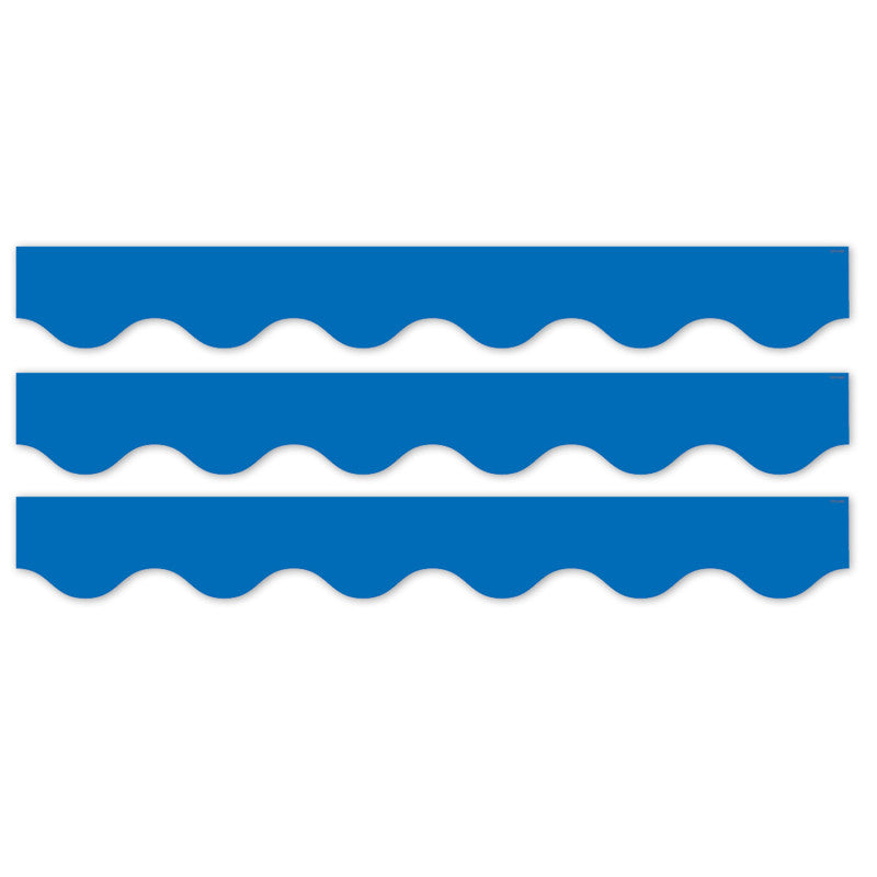 Core Decor Blue Wavy EZ Border, Bulletin Board Border, 48 Feet Per Pack, 3 Packs
