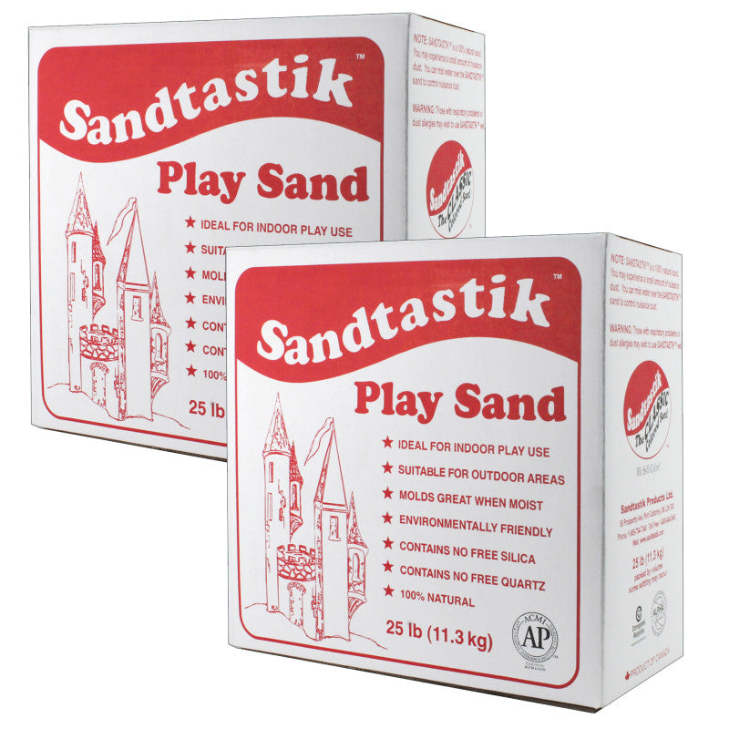 SANDTASTIK - Sparkling White Play Sand, 25 lb (11.3 kg) Per Pack, 2 Packs