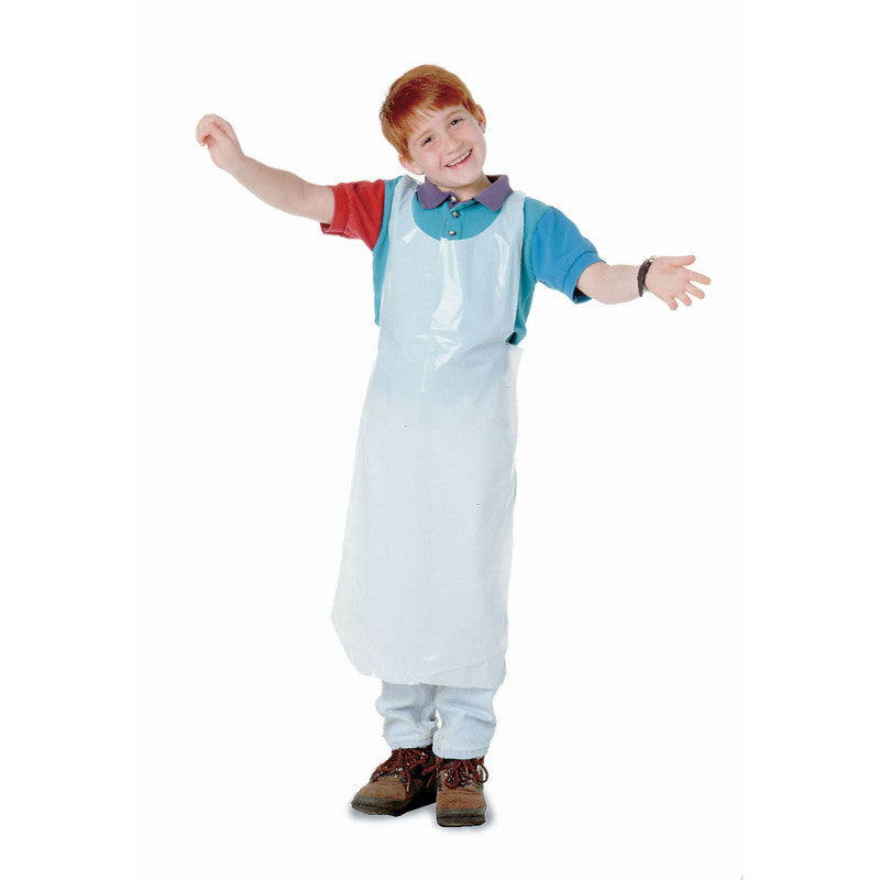 BAUMGARTENS - Bib Style Kids Disposable Aprons, White, Pack of 100
