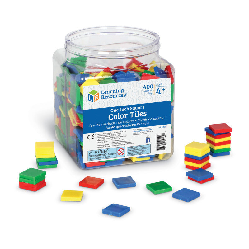 LEARNING RESOURCES - Plastic Square Color Tiles, 400 Pieces