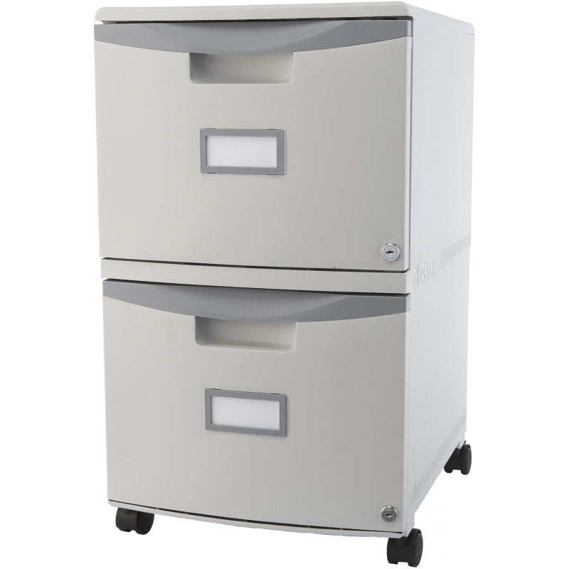 STOREX - 2 Drawer Mobile File Cabinet with Lock, Gray