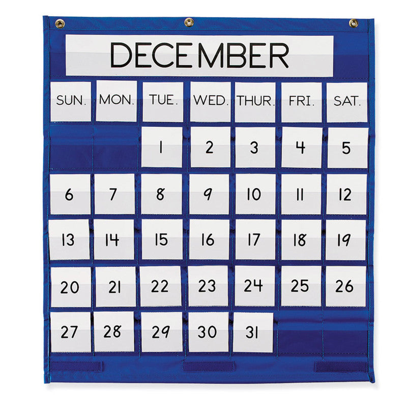 PACON - Monthly Calendar Pocket Chart, Blue, 25" x 28", 1 Chart