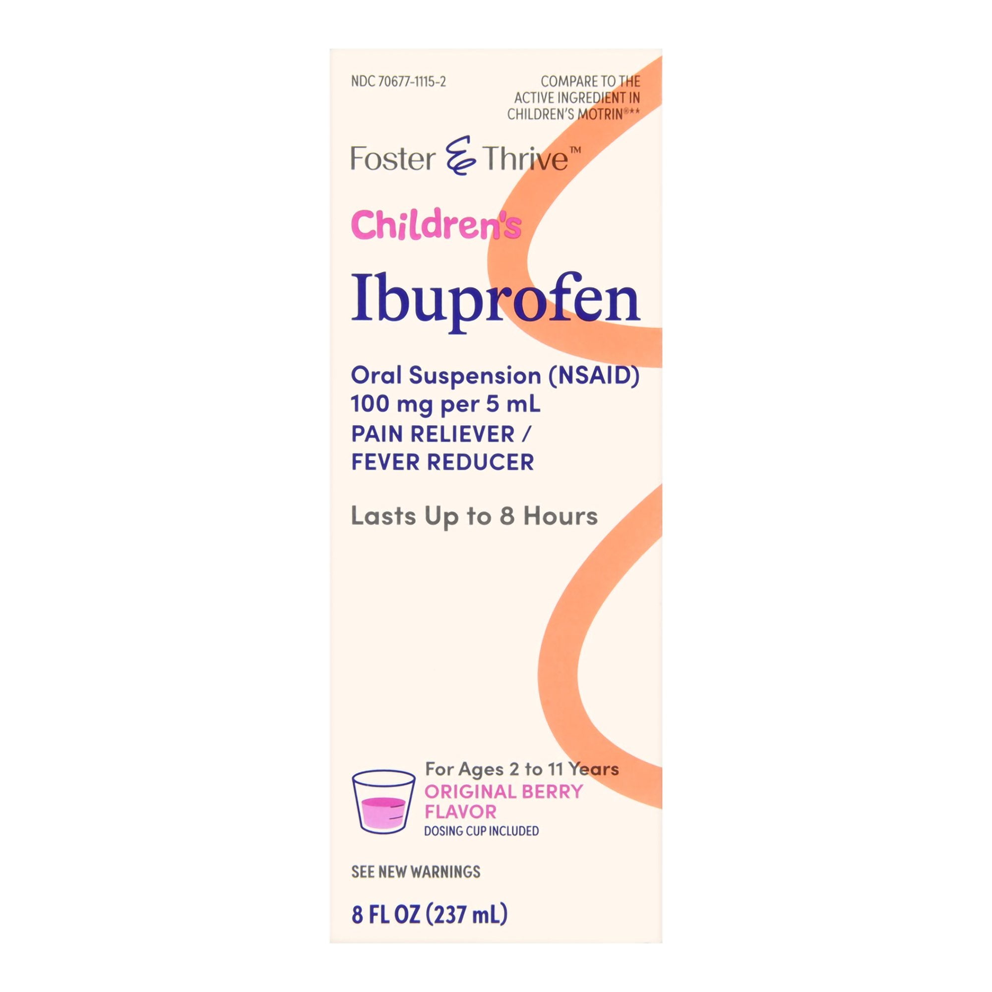 McKesson Brand - Children's Pain Relief Foster & Thrive™ 100 mg / 5 mL Strength Ibuprofen Oral Suspension 8 oz. [1/BT]