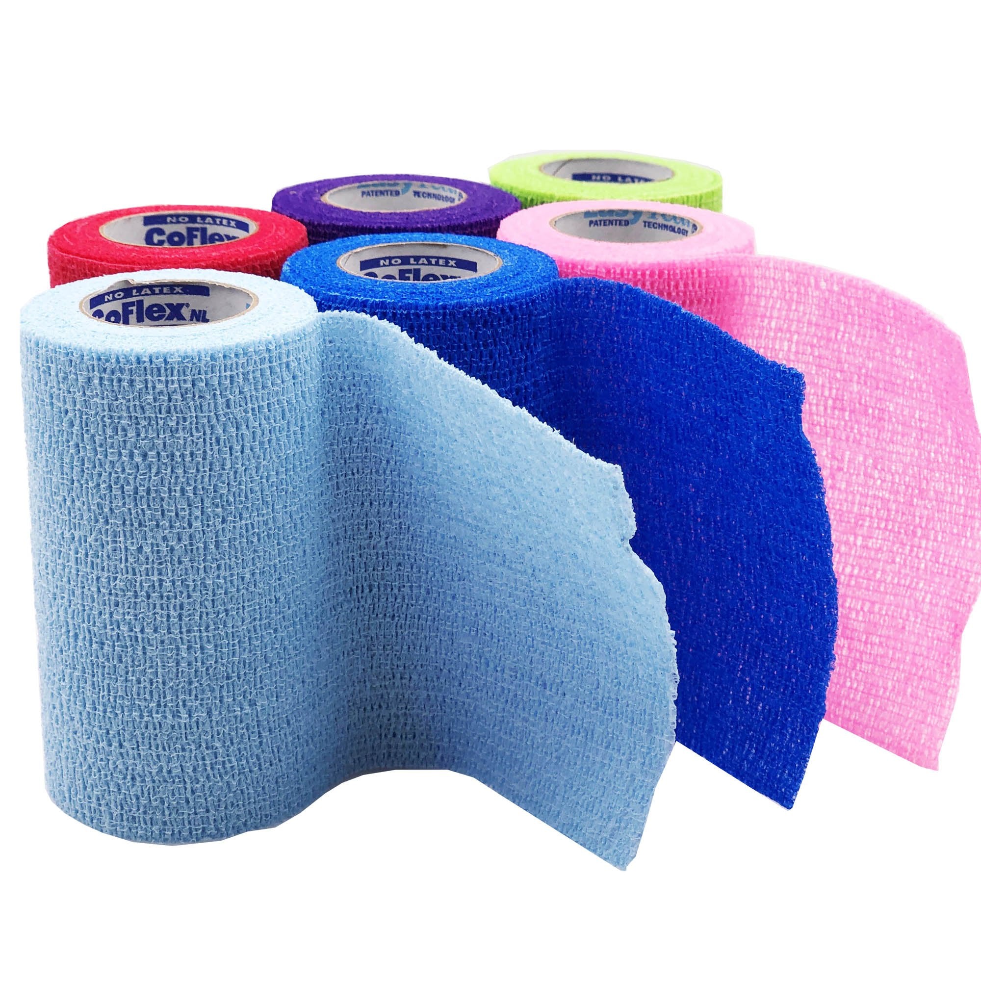 Andover Coated Products - Cohesive Bandage CoFlex® NL 4 Inch X 5 Yard Self-Adherent Closure Neon Pink / Blue / Purple / Light Blue / Neon Green / Red NonSterile 12 lbs. Tensile Strength [18/CS]