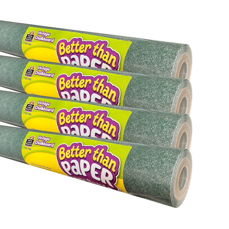 TEACHER CREATED RESOURCES - Better Than Paper® Bulletin Board Roll, Vintage Chalkboard, 4-Pack