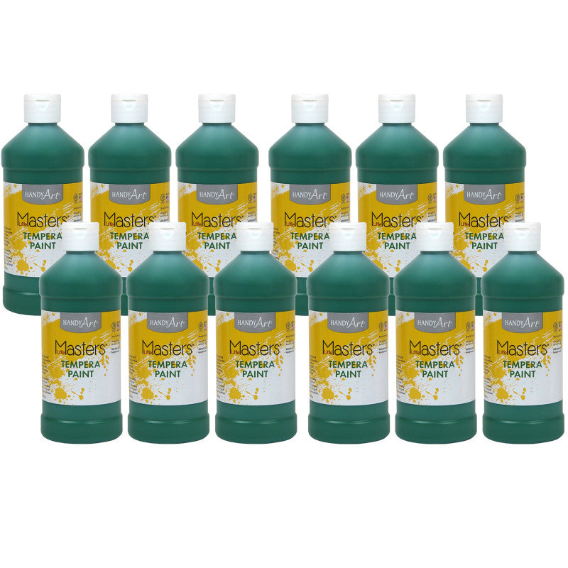 HANDY ART - Little Masters® Tempera Paint, Green, 16 oz., Pack of 12