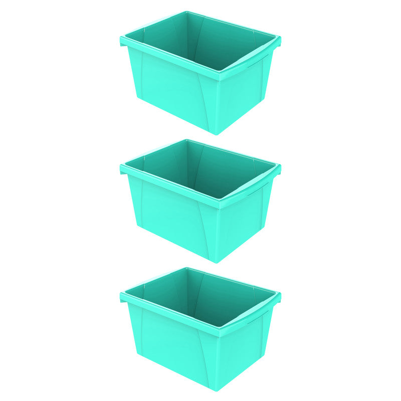 STOREX - 4 Gallon Storage Bin, Teal, Pack of 3