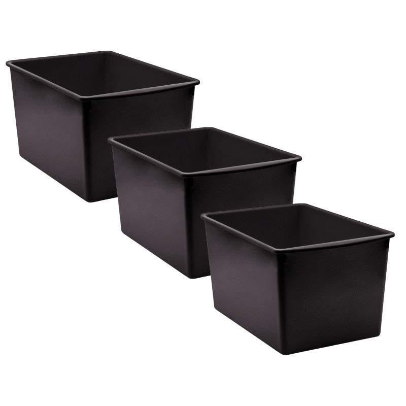 TEACHER CREATED RESOURCES - Black Plastic Multi-Purpose Bin, Pack of 3