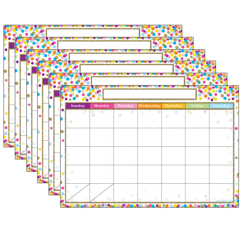 ASHLEY PRODUCTIONS - Smart Poly Chart, 13" x 19", Confetti Calendar, Pack of 6