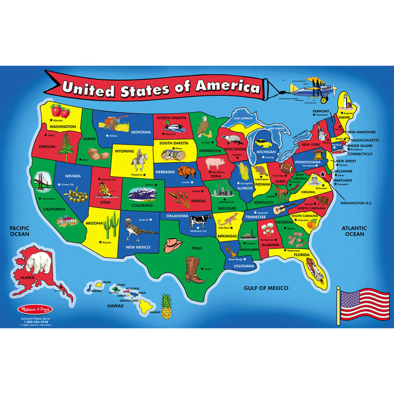 MELISSA & DOUG - U.S.A. (United States) Map Floor Puzzle - 51 Pieces