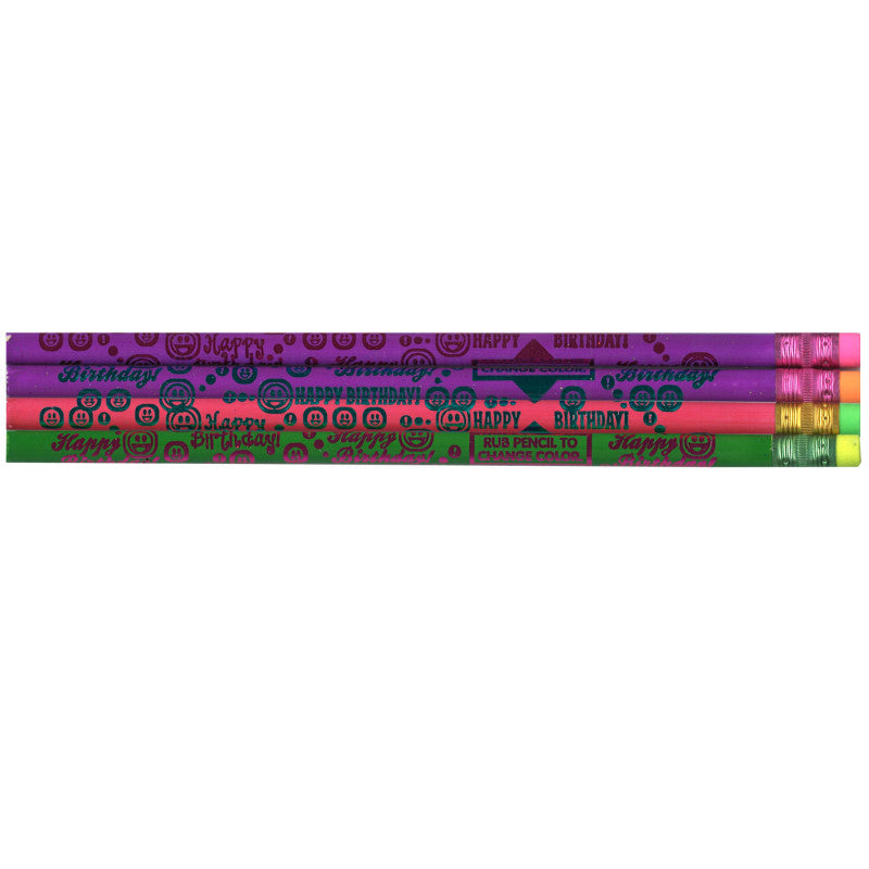 MOON PRODUCTS - Thermo Happy Birthday Pencils, Assorted Colors, 12 Per Pack, 12 Packs